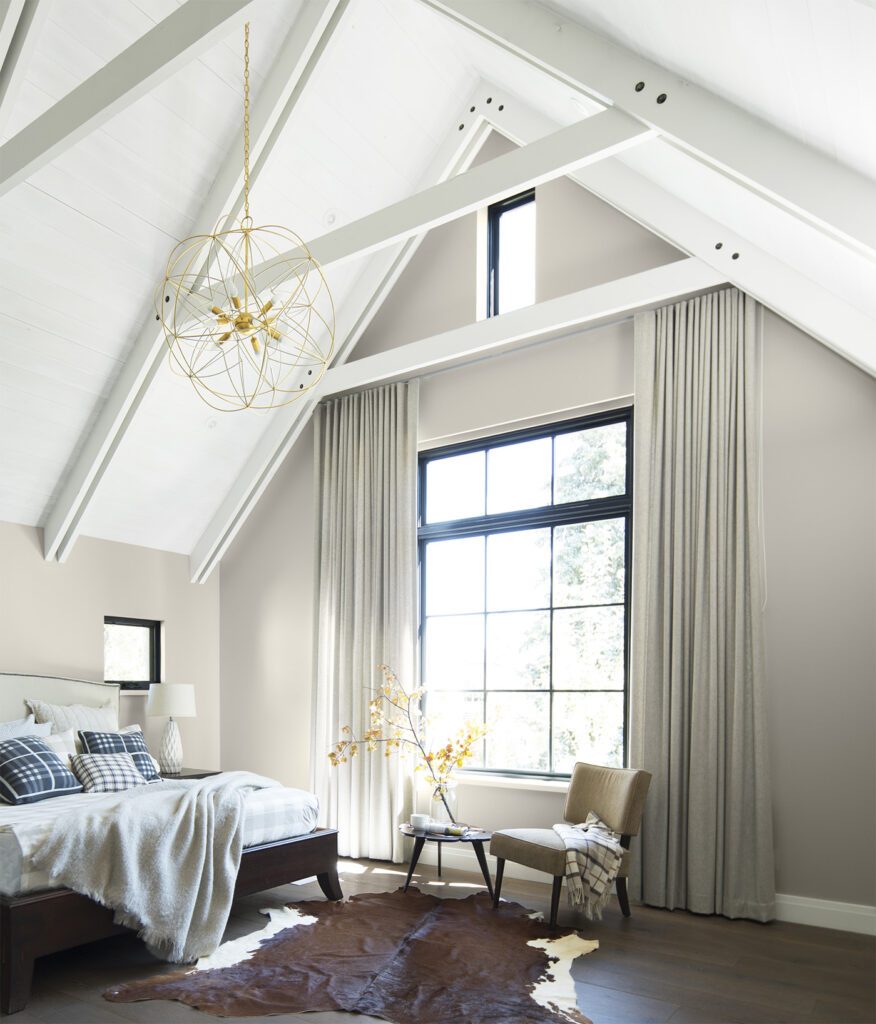 Bedroom with Vaulted Ceiling and Beams