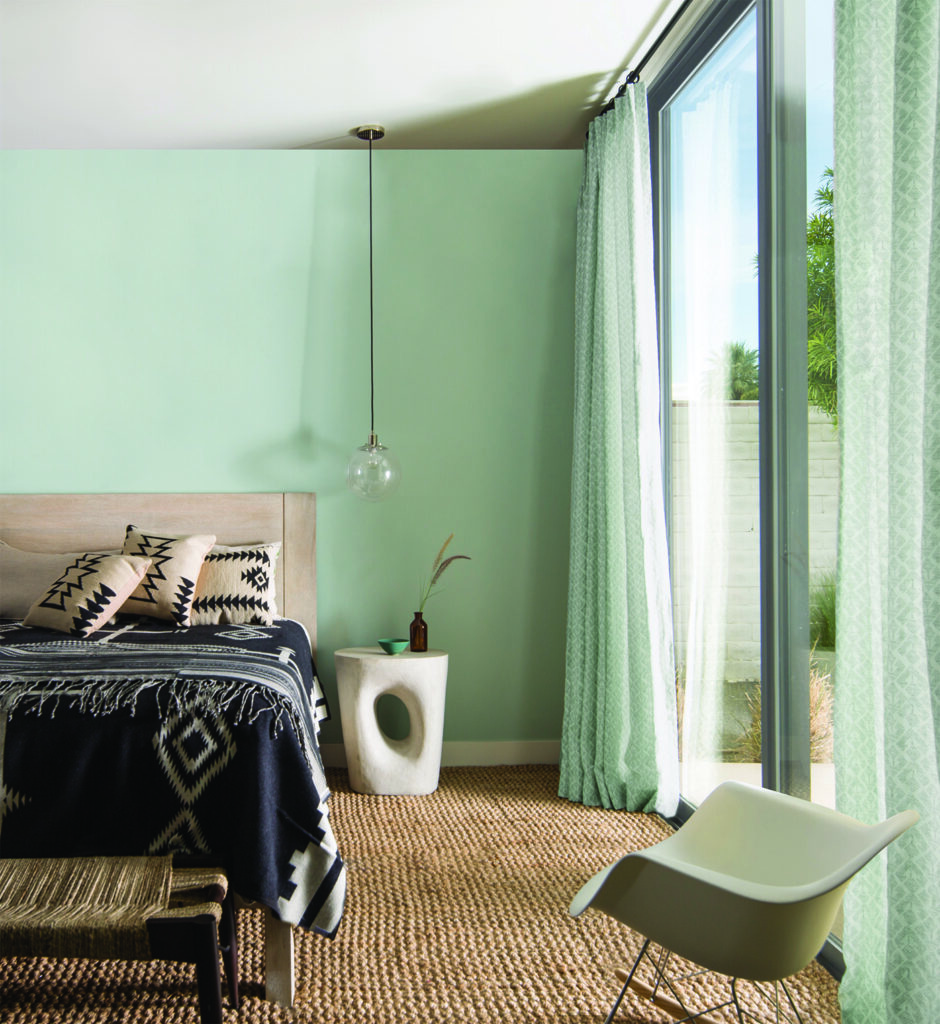 Aqua Bedroom with Sliding Glass Door