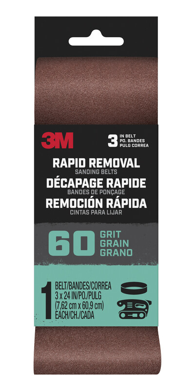 3M Rapid Removal 24 in. L X 3 in. W Aluminum Oxide Sanding Belt 60 Grit 1 pc
