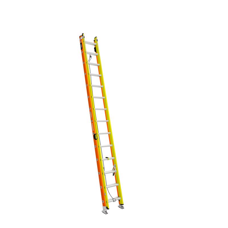 Werner Glidesafe 28 ft. H Fiberglass Telescoping Extension Ladder Type IA 300 lb. capacity