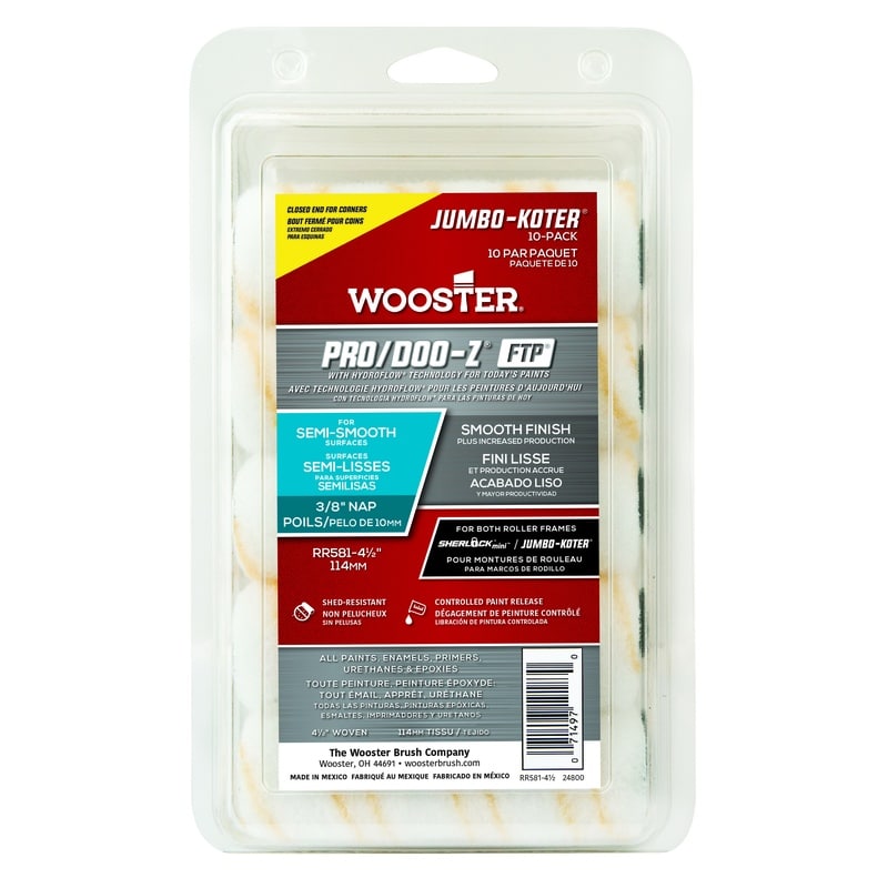 Wooster Pro/Doo-Z Fabric 4.5 in. W X 3/8 in. Jumbo Paint Roller Cover 10 pk