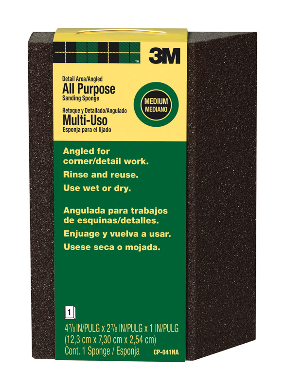 3M 4-7/8 in. L X 2-7/8 in. W X 1 in. 80 Grit Medium Angled Sanding Sponge