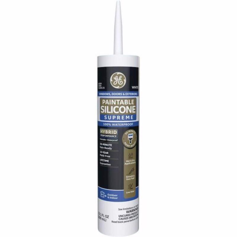GE White Supreme Silicone Window and Door Caulk Sealant 10.1 oz