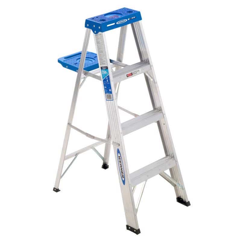 Werner 4 ft. H Aluminum Step Ladder Type I 250 lb. capacity
