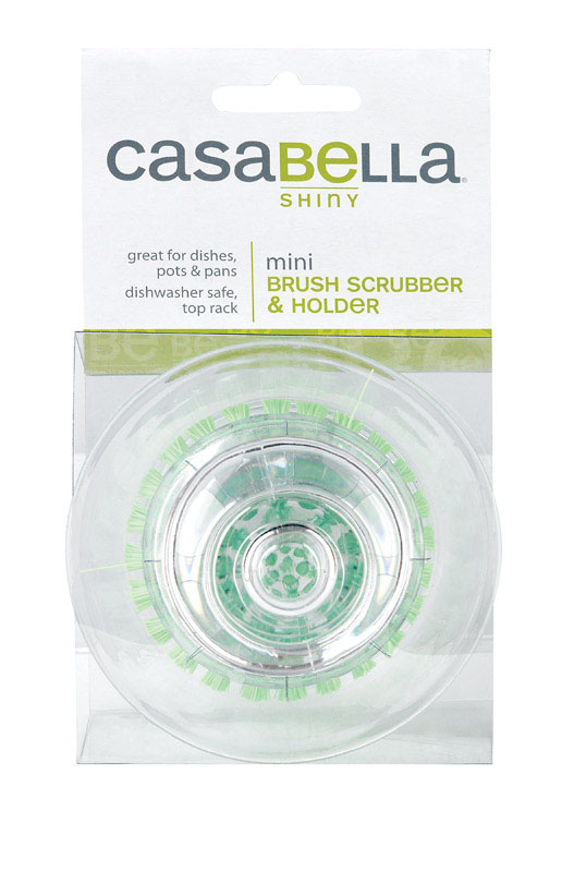Casabella 3 in. W Plastic Handle Mini Brush Scrubber w/Holder