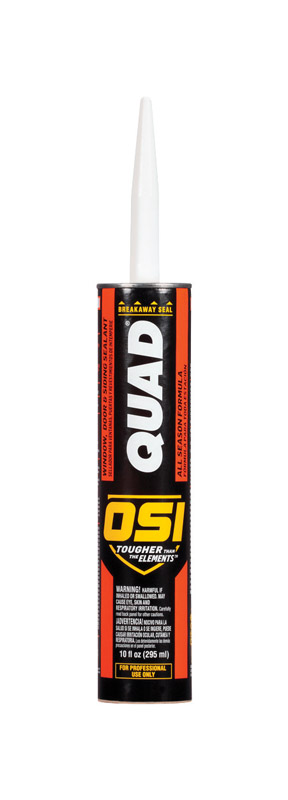 OSI Quad Arctic White Elastomeric Polymers/Synthetic Resins Door, Siding and Window Sealant 10 oz