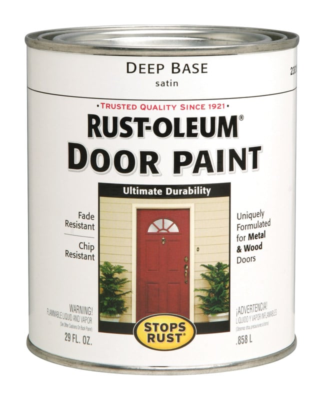 Rust-Oleum Stops Rust Satin Deep Base Oil Base Door Paint Exterior and Interior 1 qt