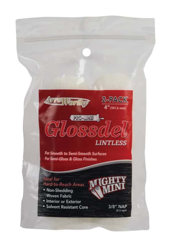 Arroworthy ProLine Glossdel Woven 4 in. W X 3/8 in. Mini Paint Roller Cover 2 pk