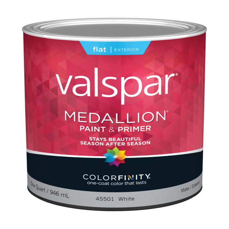 Valspar Medallion Flat White Paint and Primer in One Exterior 1 qt
