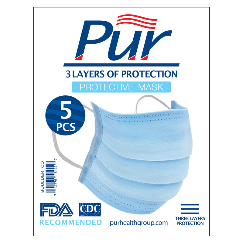 Pur Disposable Face Mask Blue 5 pk