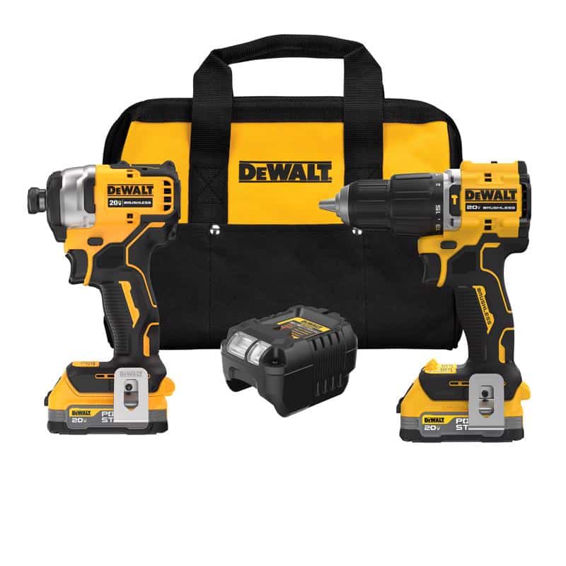 DEWALT 20V MAX Cordless Brushless 2 Tool Compact Hammer Drill and Impact Driver Kit
