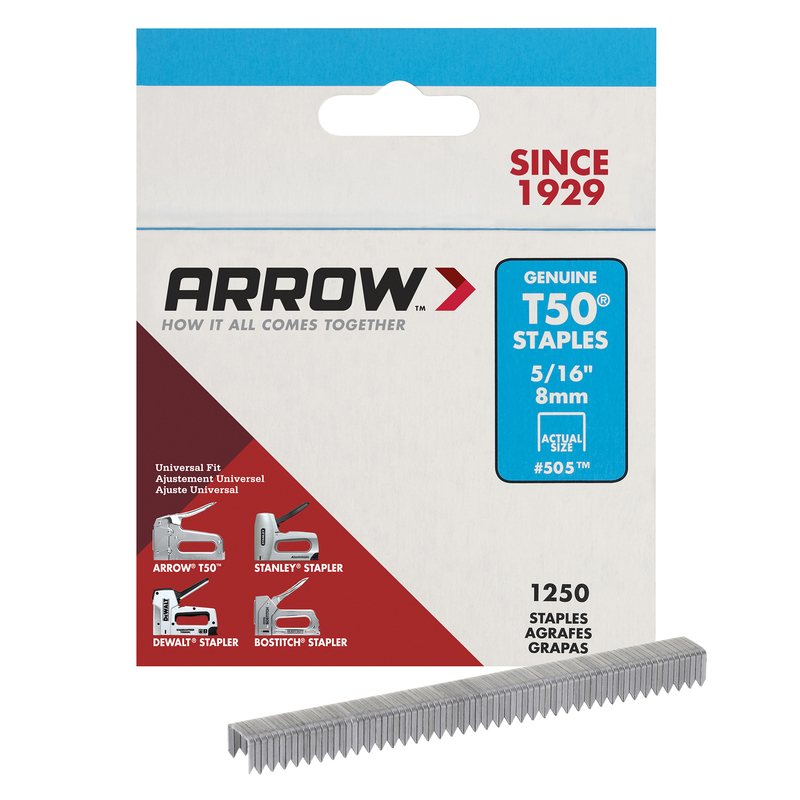 Arrow T50 3/8 in. W X 5/16 in. L 18 Ga. Flat Crown Heavy Duty Staples 1250 pk