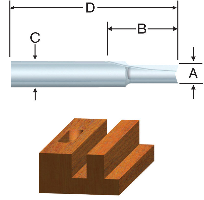 Vermont American 5/16 in. D X 5/16 x 1 in. X 2-1/4 in. L Carbide Tipped 2-Flute Straight Router Bit