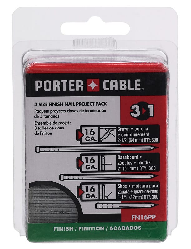 Porter Cable Assorted in. 16 Ga. Straight Strip Galvanized Finish Nails 900 pk