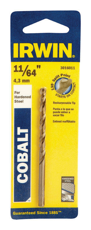 Irwin 11/64 in. X 3-1/4 in. L Cobalt Alloy Steel Drill Bit 1 pc