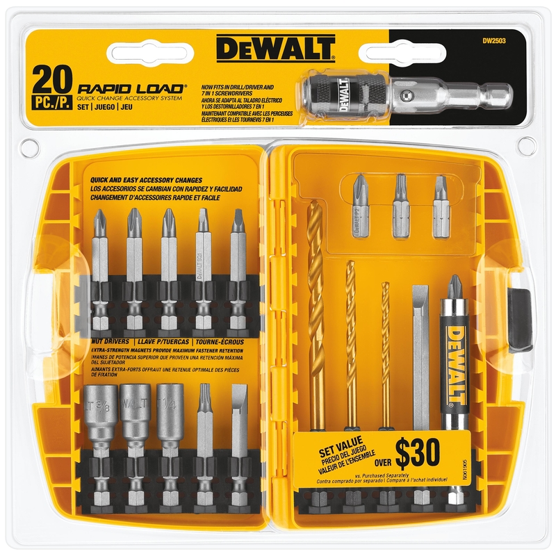 DeWalt Rapid Load Steel Drill Bit Set 20 pc