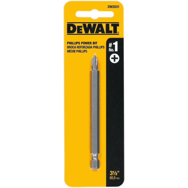 DeWalt Phillips #1 X 3-1/2 in. L Power Bit Heat-Treated Steel 1 pc