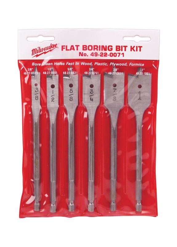 Milwaukee 6 in. L High Carbon Steel Universal Set Flat Boring Bit 6 pc