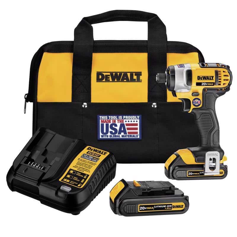 DEWALT 20V MAX 1/4 in. Cordless Brushed Impact Driver Kit (Battery & Charger)
