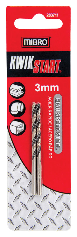 MIBRO 3 mm X 2-3/4 in. L High Speed Steel Metric Drill Bit Set 2 pc