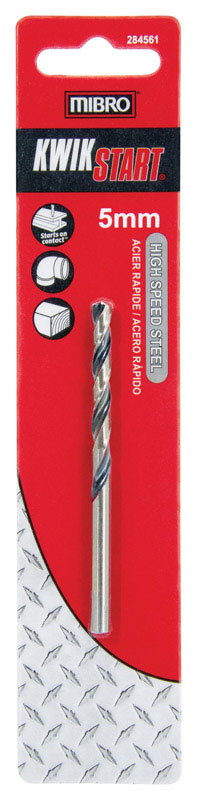 MIBRO 5 mm X 3-5/8 in. L High Speed Steel Metric Drill Bit 1 pc