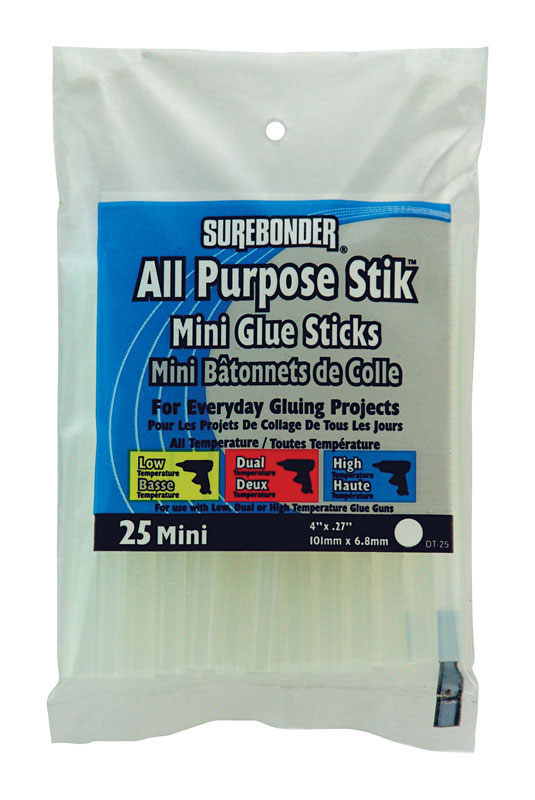 Surebonder .27 in. D X 4 in. L All Purpose Mini Glue Sticks Clear 25 pk