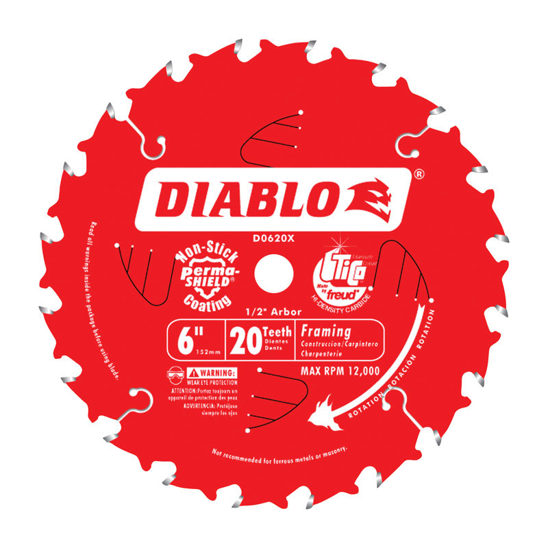 Diablo 6 in. D X 1/2 in. TiCo Hi-Density Carbide Framing Blade 20 teeth 1 pc