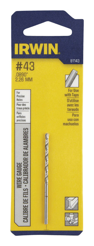 Irwin #43 X 2-1/4 in. L High Speed Steel Wire Gauge Bit 1 pc