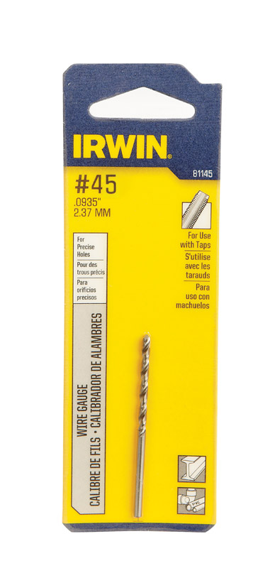 Irwin #45 X 2-1/8 in. L High Speed Steel Jobber Length Wire Gauge Bit 1 pk
