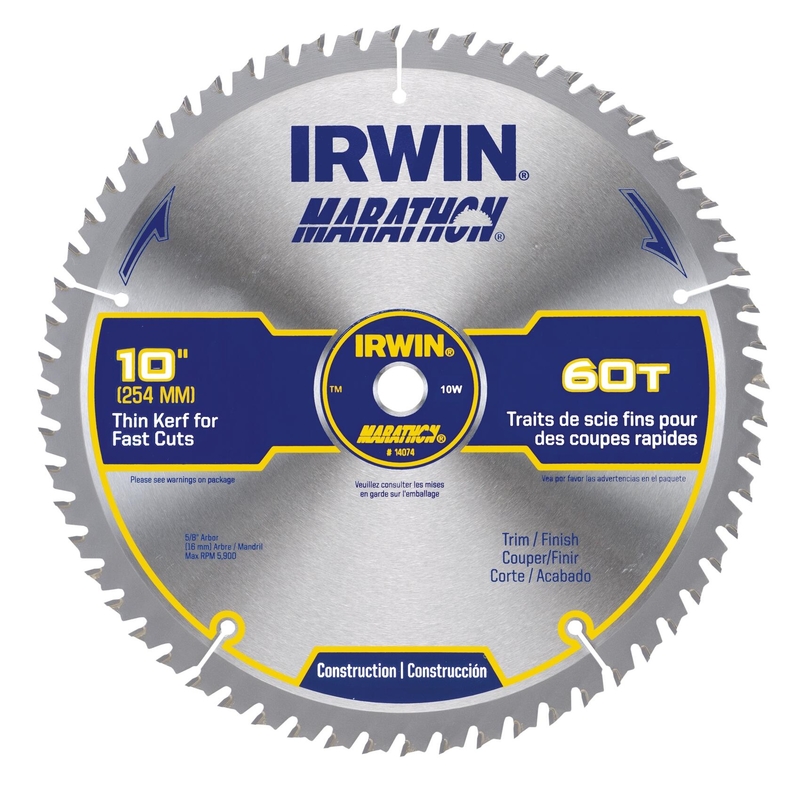 Irwin Marathon 10 in. D X 5/8 in. Carbide Miter and Table Saw Blade 60 teeth 1 pk