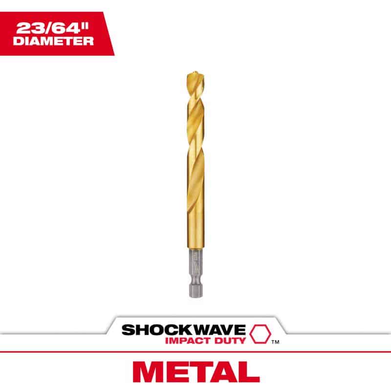 Milwaukee Shockwave 23/64 in. X 4.61 in. L Titanium Red Helix Drill Bit 1 pc