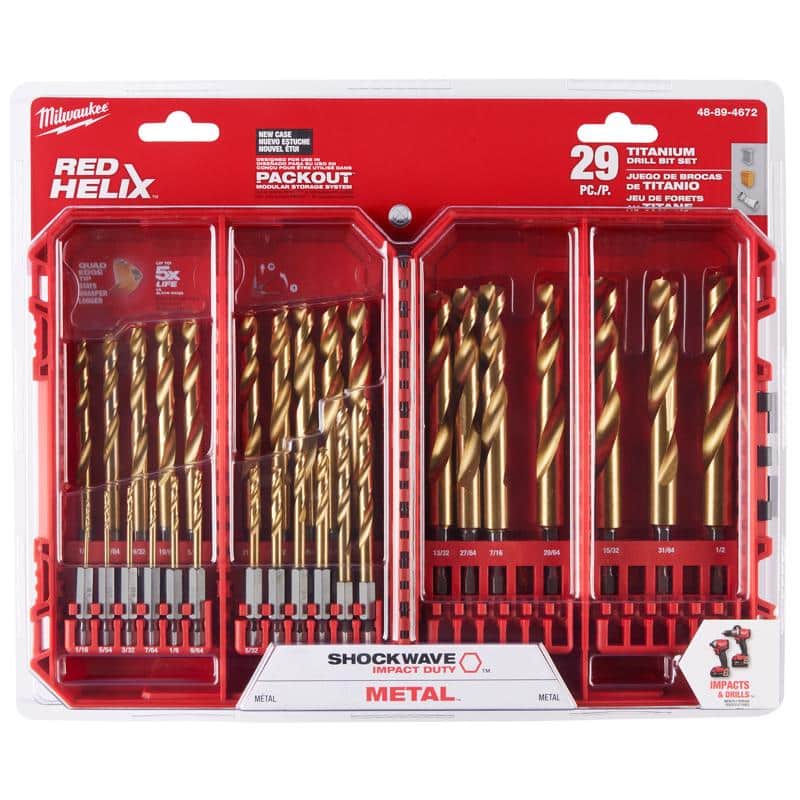 Milwaukee Shockwave Titanium Red Helix Drill Bit Set 29 pc