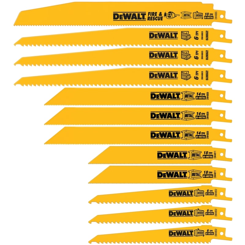 DeWalt Bi-Metal Reciprocating Saw Blade Set Multi TPI 12 pc