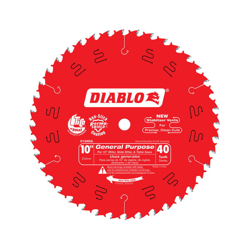 Diablo 10 in. D X 5/8 in. General Purpose TiCo Hi-Density Carbide Saw Blade 40 teeth 1 pk