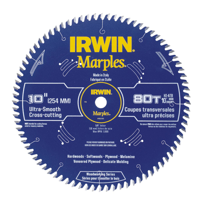 Irwin Marples 10 in. D X 5/8 in. Woodworking Carbide Circular Saw Blade 80 teeth 1 pk
