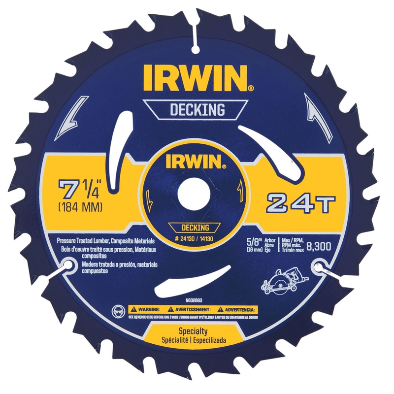 Irwin Marathon 7-1/4 in. D X 5/8 in. Carbide Circular Saw Blade 24 teeth 1 pk