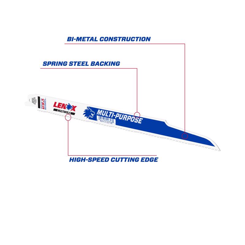 LENOX MULTIWOLF 12 in. Bi-Metal WAVE EDGE Reciprocating Saw Blade 10/14 TPI 1 blade