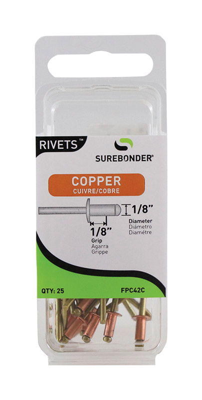 Surebonder 1/8 in. D X 1/8 in. Copper Rivets Yellow 25 pk