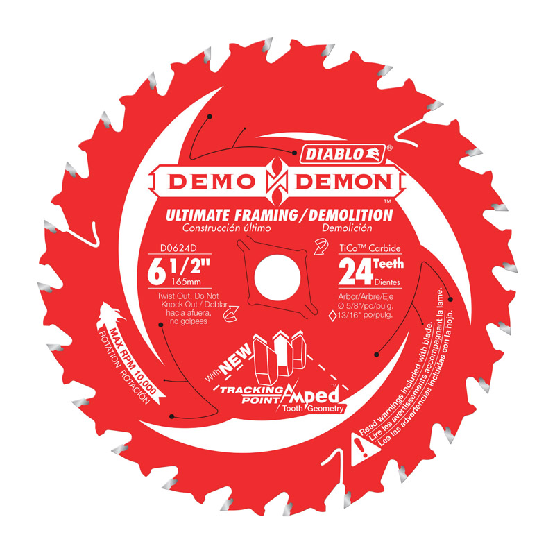 Diablo 6-1/2 in. D X 5/8 in. Framing/Demolition TiCo Hi-Density Carbide Saw Blade 24 teeth 1 pc