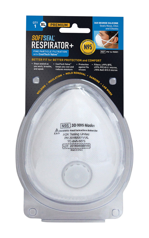 SoftSeal N95 Multi-Purpose Premium Disposable Particulate Respirator Valved White XL 1 pk
