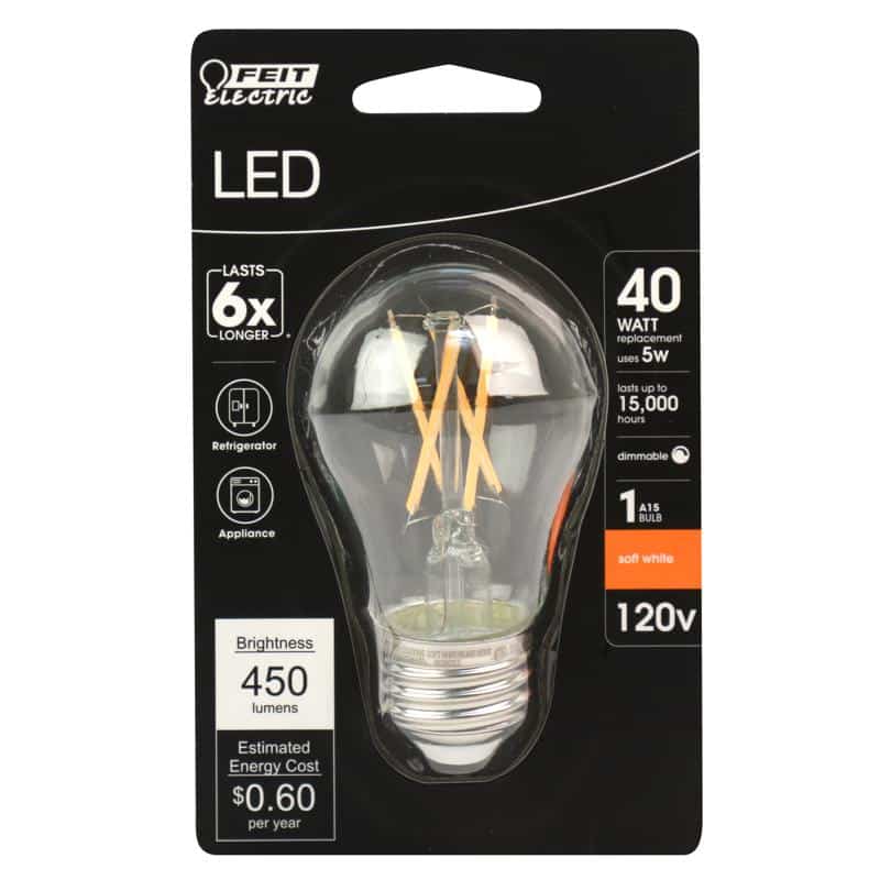 Feit Electric A15 E26 (Medium) Filament LED Bulb Soft White 40 Watt Equivalence 1 pk