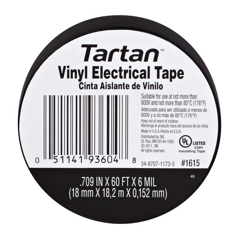 Tartan 3/4 in. W X 60 ft. L Black Vinyl Electrical Tape