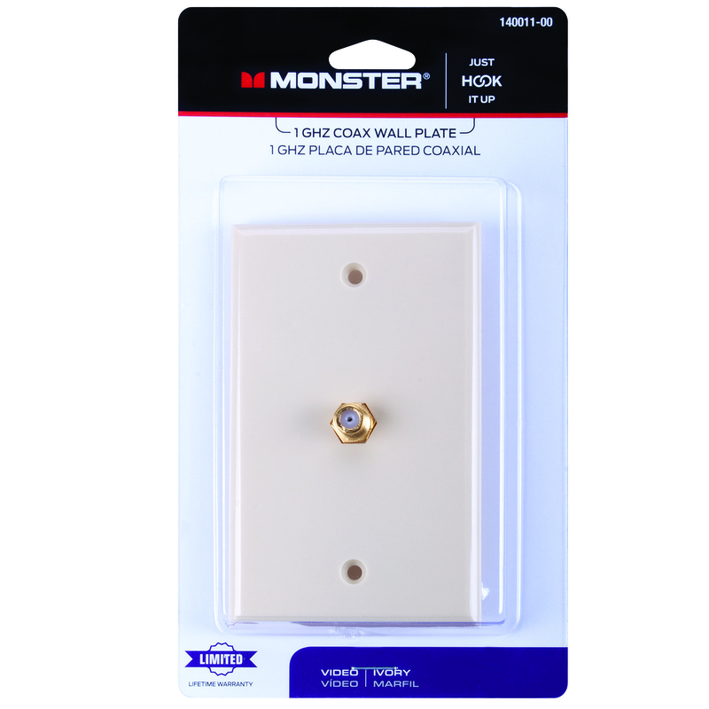 Monster Just Hook It Up Ivory 1 gang Plastic Coaxial Wall Plate 1 pk