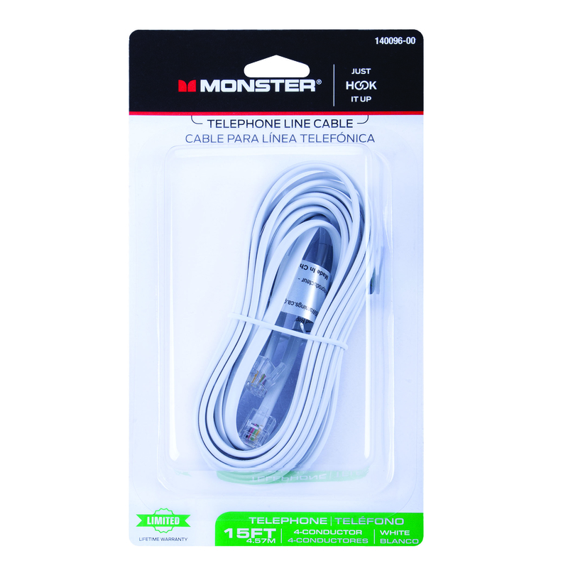 Monster Just Hook It Up 15 ft. L White Modular Telephone Line Cable
