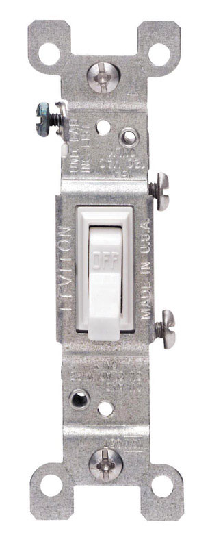 Leviton 15 amps Single Pole Toggle AC Quiet Switch White 1 pk