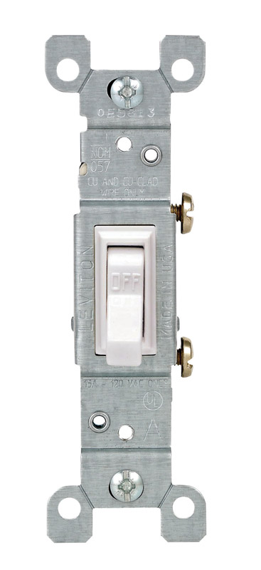 Leviton 15 amps Single Pole Toggle Switch White 1 pk
