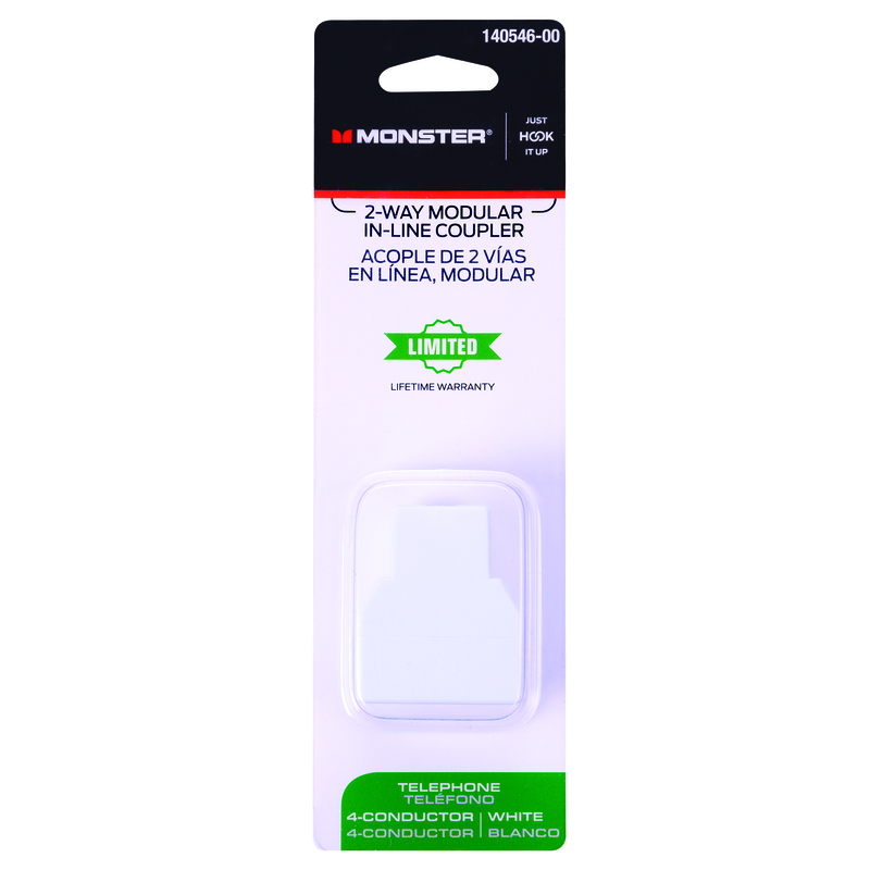 Monster Just Hook It Up 0 ft. L White 2-Way In Line Coupler
