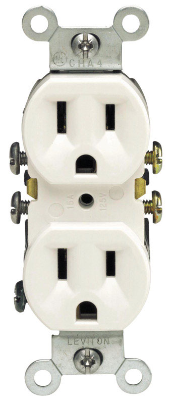 Leviton 15 amps 125 V Duplex White Outlet 5-15R 1 pk
