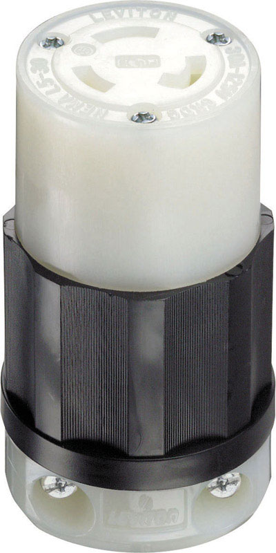 Leviton Industrial Thermoplastic Curved Blade/Ground Locking Connector L5-30R 16-8 AWG 2 Pole 3 Wire