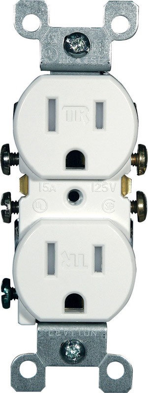 Leviton 15 amps 125 V Duplex White Outlet 5-15R 1 pk